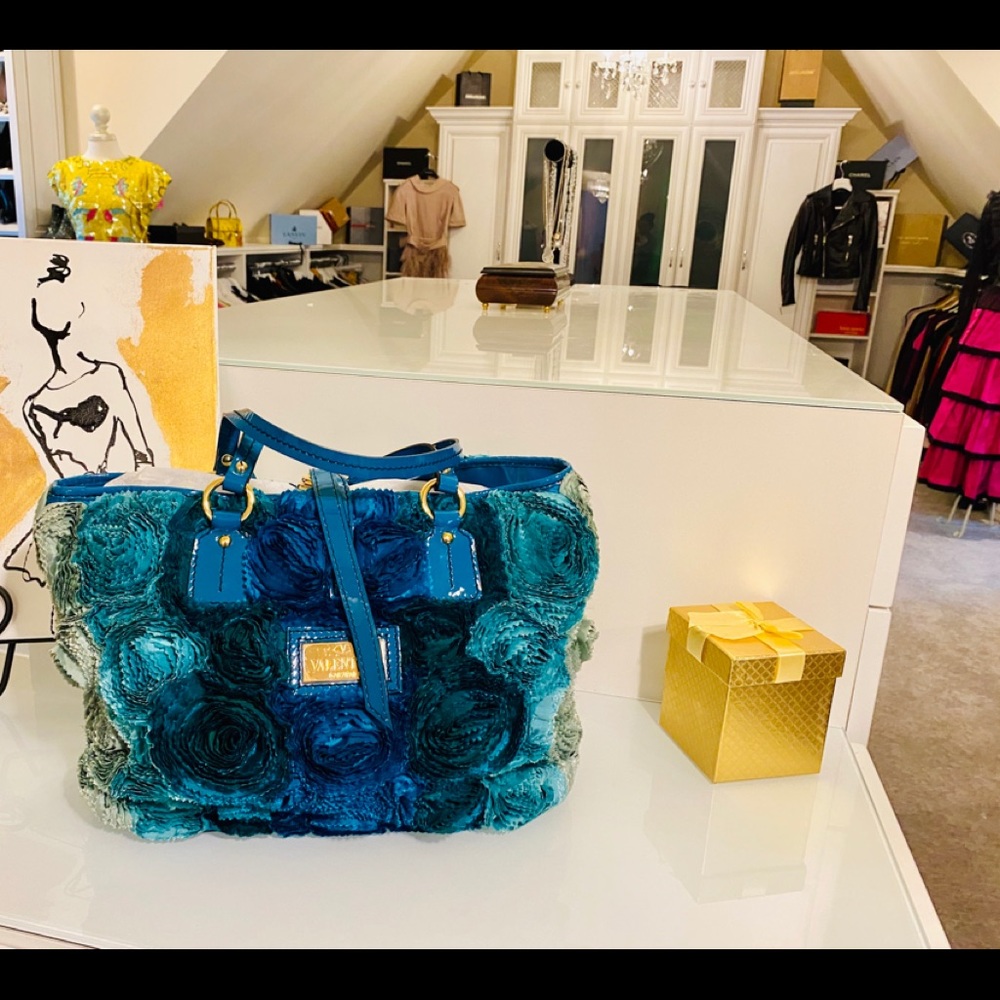Valentino Silk Organza/Patent “Rosier” Tote